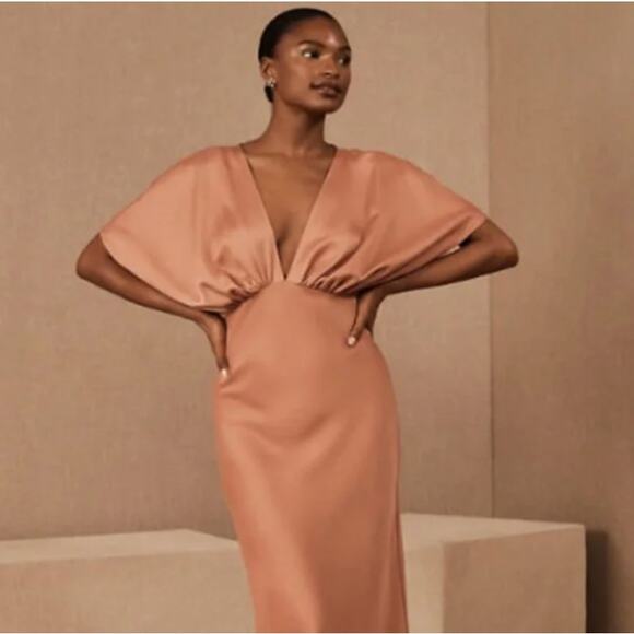 ANTHROPOLOGIE x BHLDN Leila Satin Charmeuse Dress Sedona Sunset Sz 4 {FF54} - Picture 1 of 8